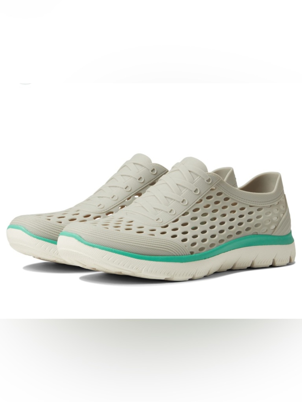 Skechers Grey and Teal Slip-On Perforated Lightweight Sneakers